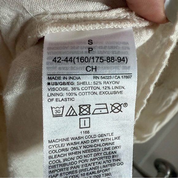 Gap cream cotton linen off-the-shoulder short sleeve midi peasant dress - Small - Picture 5 of 5